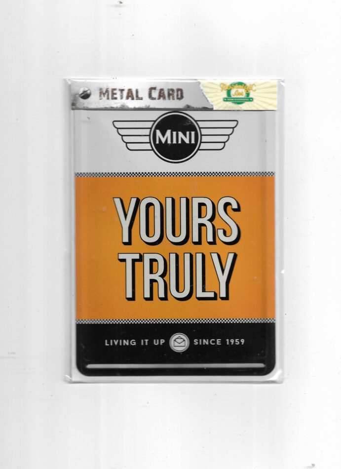 Blechpostkarte Mini Cooper yours truly (Nostalgic Art)
