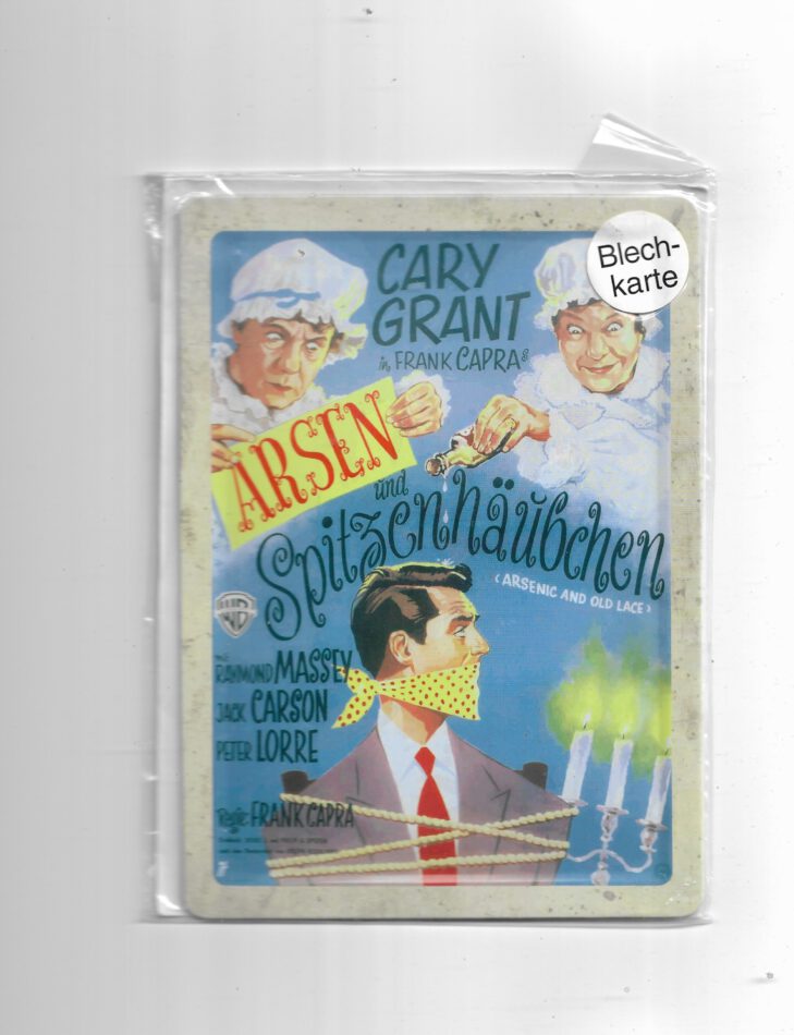 Filmstars Blechpostkarte Cary Grant "Arsen und Spitzenhäubchen"