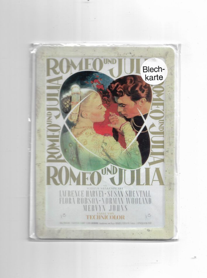 Filmstars Blechpostkarte Laurence Harvey, Susan Shentall "Romeo und Julia"