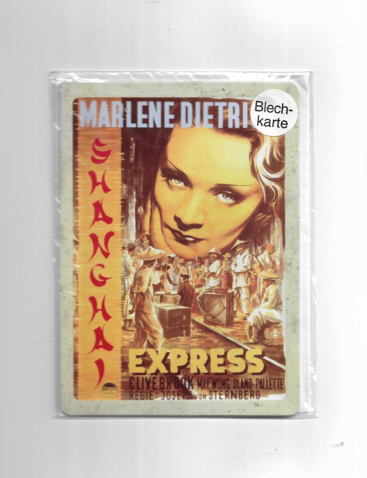 Filmstars Blechpostkarte Marlene Dietrich "Shanghai Express"