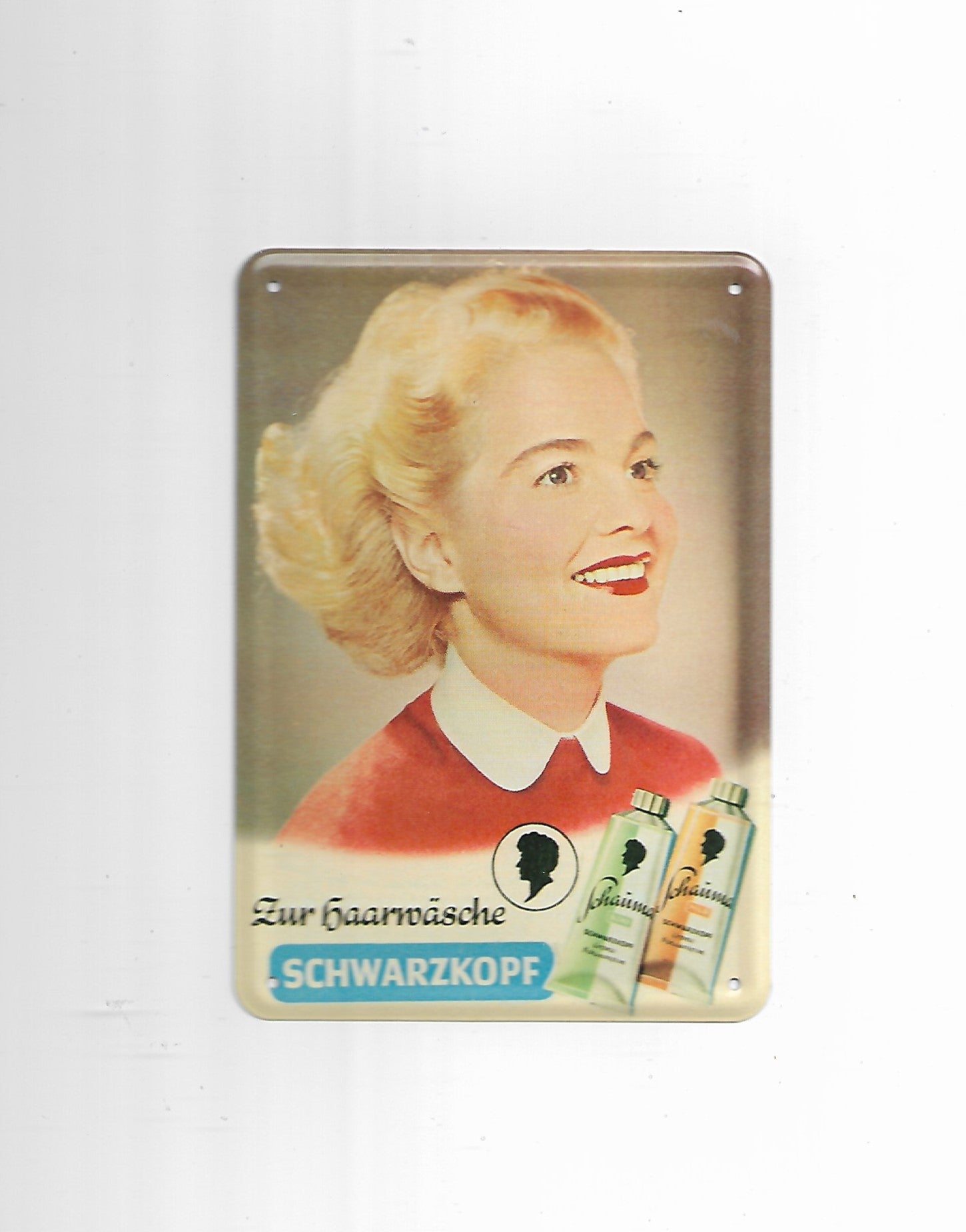 Blechpostkarte Zur Haarwäsche Schwarzkopf