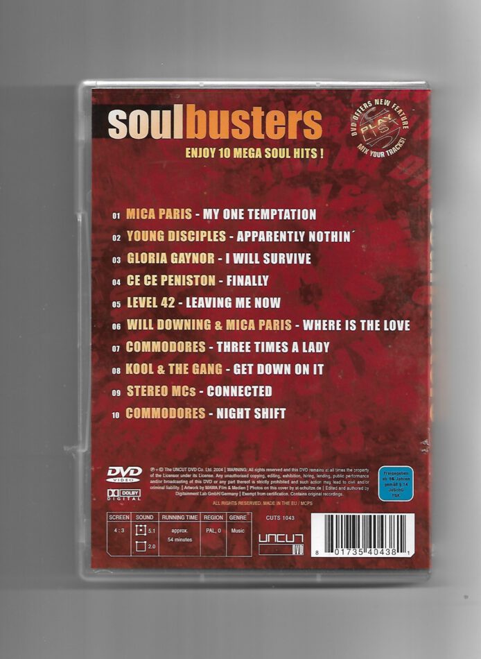 DVD Soul busters 10 mega soul hits -Gloria Gaynour-
