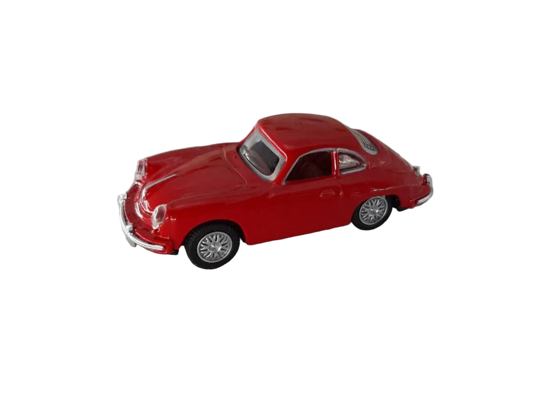 Porsche‑356B Coupe Automagnet in Rot , ca. 4,5–6 cm lang, detailreiches Miniaturmodell aus Metall