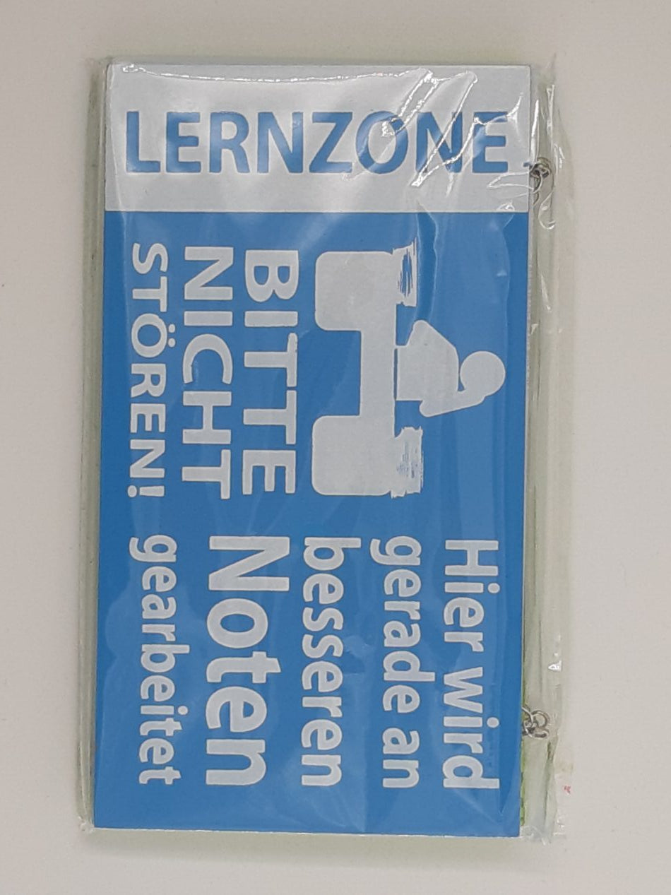 Holzschild "LERNZONE - Bitte nicht stören. Hier wird gerade an besseren Noten gearbeitet !" (18 x 10 cm)