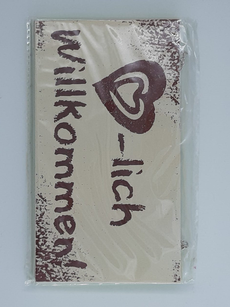 Holzschild "Herzlich Willkommen !" (18 x 10 cm)
