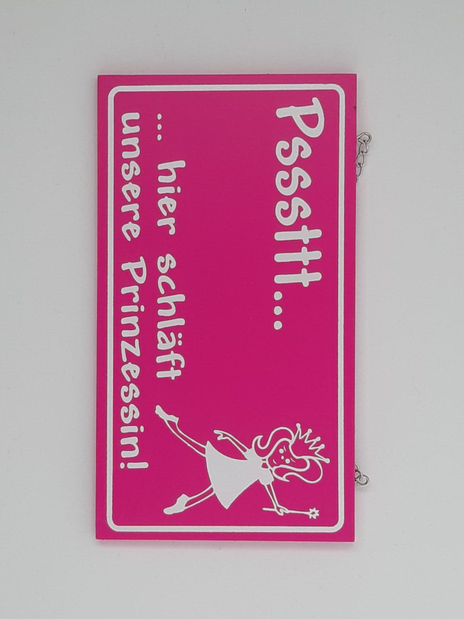 Holzschild "Psssttt ... hier schläft unsere Prinzessin !" (18 x 10 cm)