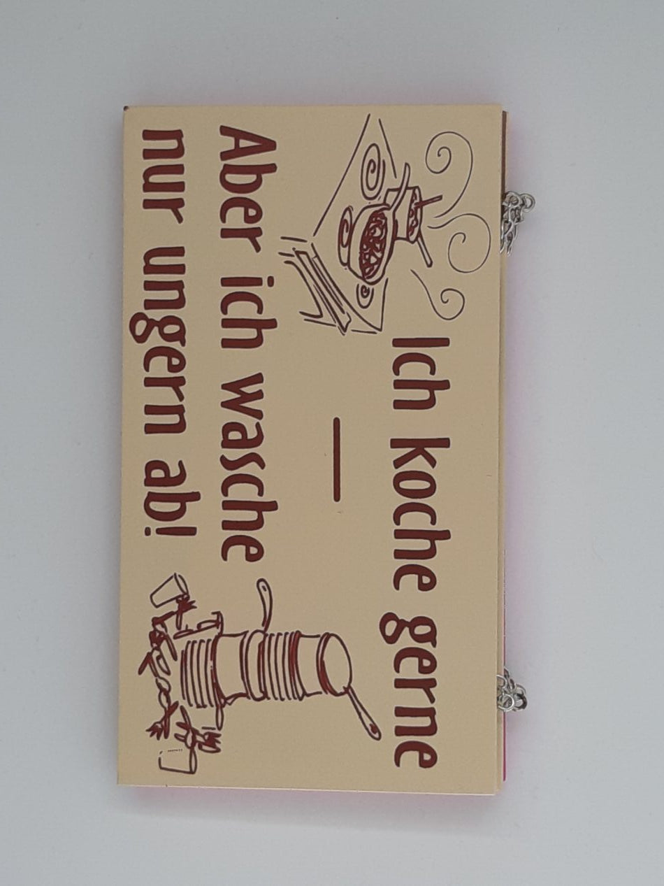 Holzschild "Ich koche gerne - Aber ich wasche nur ungern ab !" (18 x 10 cm)