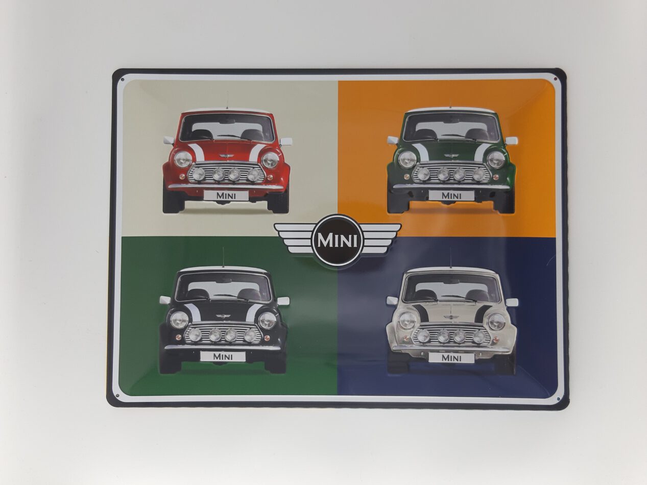 Blechschild MINI COOPER - 4 Cars Pop Art (30 x 40 cm)