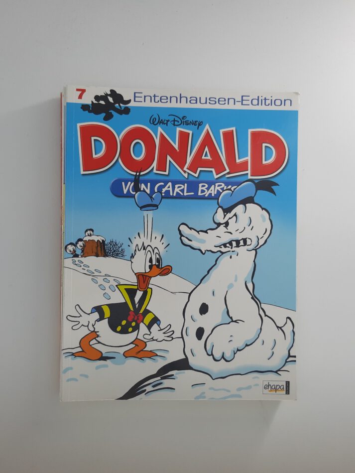 Comic „Donald – Entenhausen-Edition Band 12“ von Carl Barks, Softcover-Ausgabe aus dem Ehapa Verlag, nostalgisches Cover mit Donald Duck in klassischer Pose, neuwertiger Zustand.
