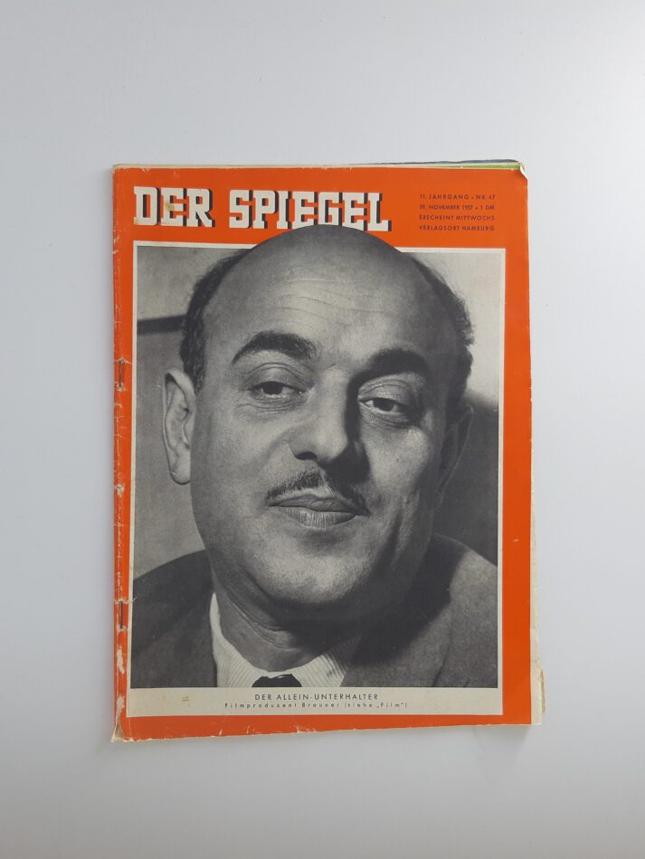 Zeitschrift Der Spiegel vom 20.11.1957 Nr. 47 Der Filmproduzent Artur "Atze" Brauner - Original