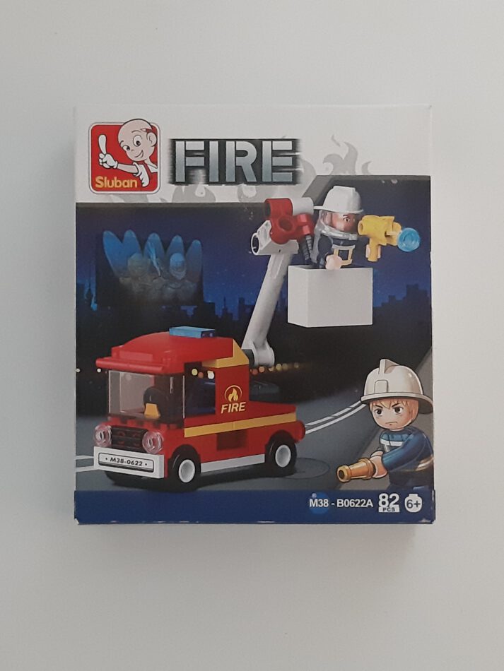 Sluban  Feuerwehrauto mit Hebekorb 82 Teile Bausteine Bausatz neu mit Lego kompatibel