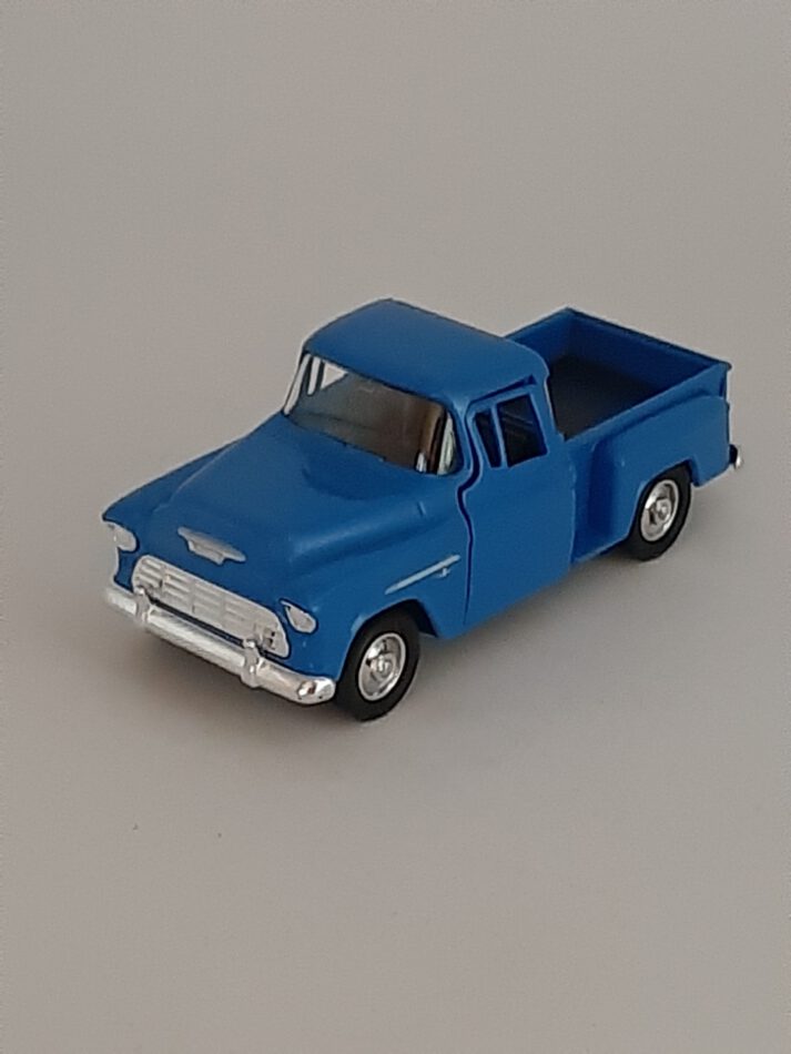 Modellauto Chevrolet 1955 - Chevy Stepside blau (aus Metall) 1:34