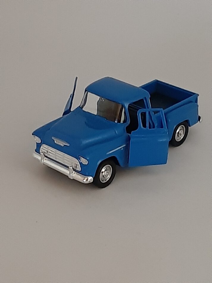 Modellauto Chevrolet 1955 - Chevy Stepside blau (aus Metall) 1:34