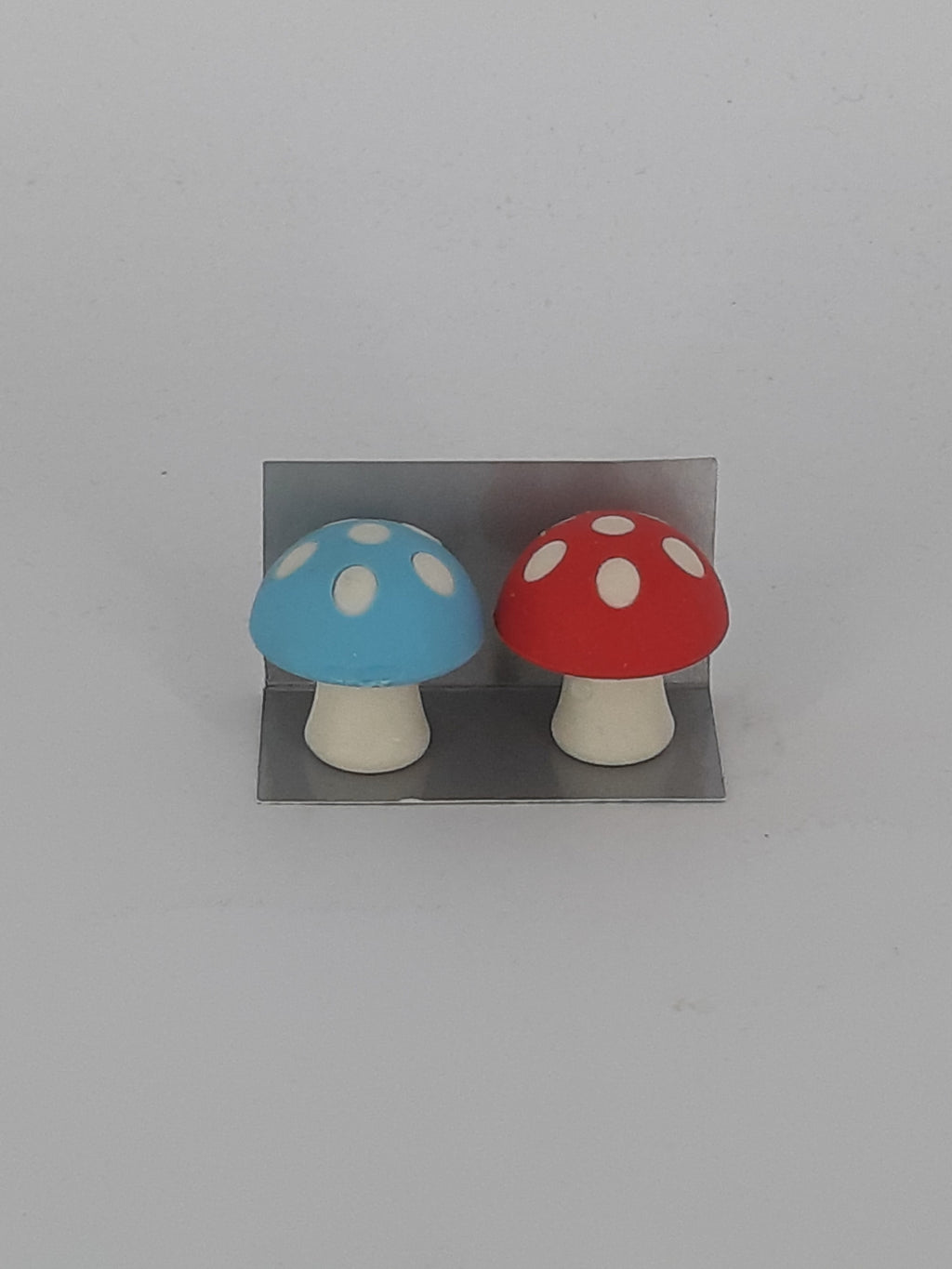 Radierer 2 Pilze blau/rot mit weißen Punkten