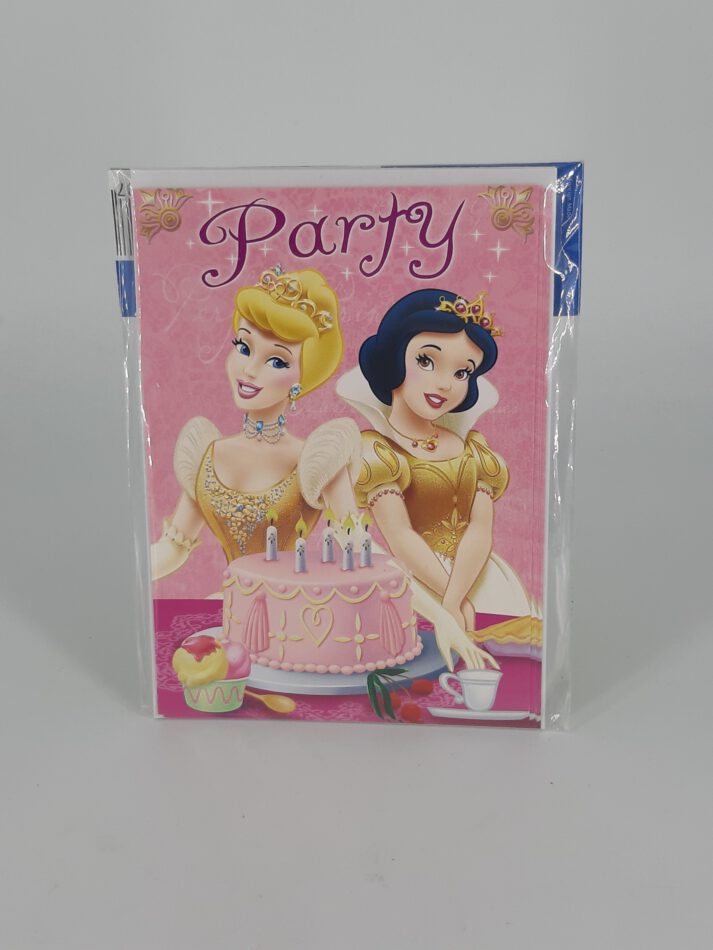 Disney Princess 1 - 5 x Einladung zum Geburtstag mit Kuvert