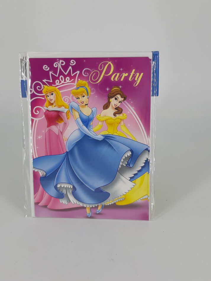 Disney Princess 2 - 5 x Einladung zum Geburtstag mit Kuvert
