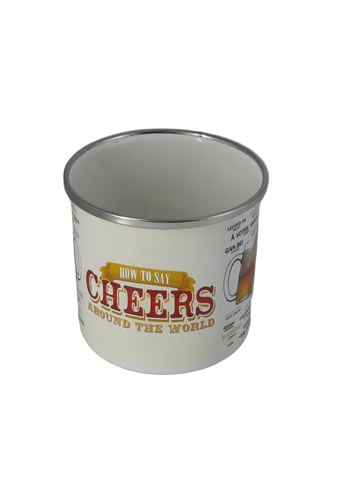 Emaille Becher "How to say Cheers around the world" 0,4 l Angebot!!!