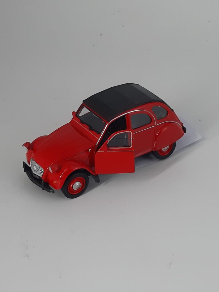 Modellauto Citroen 2 CV - Ente rot geschlossen (aus Metall mit Friktionsmotor) 1:36