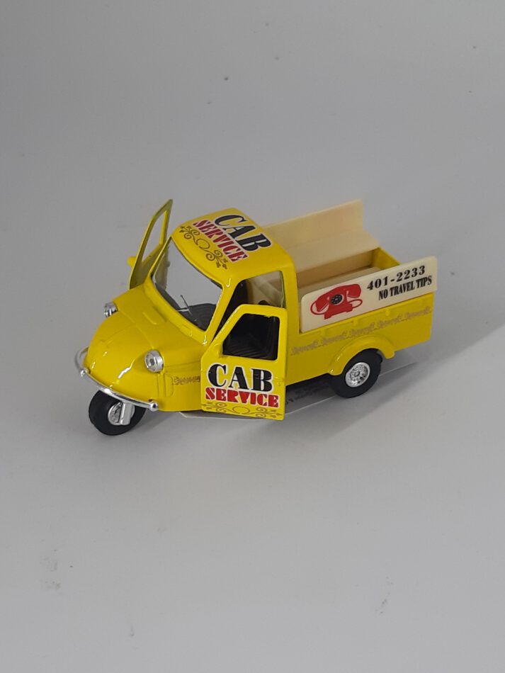 Modellauto Mini Tricycle - gelb (aus Metall/Plastik mit Friktionsmotor) 1:36