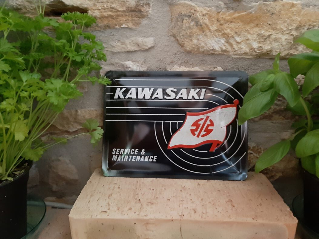 Blechschild Kawasaki Service & Maintenance - Tank Logo (15 x 20 cm)