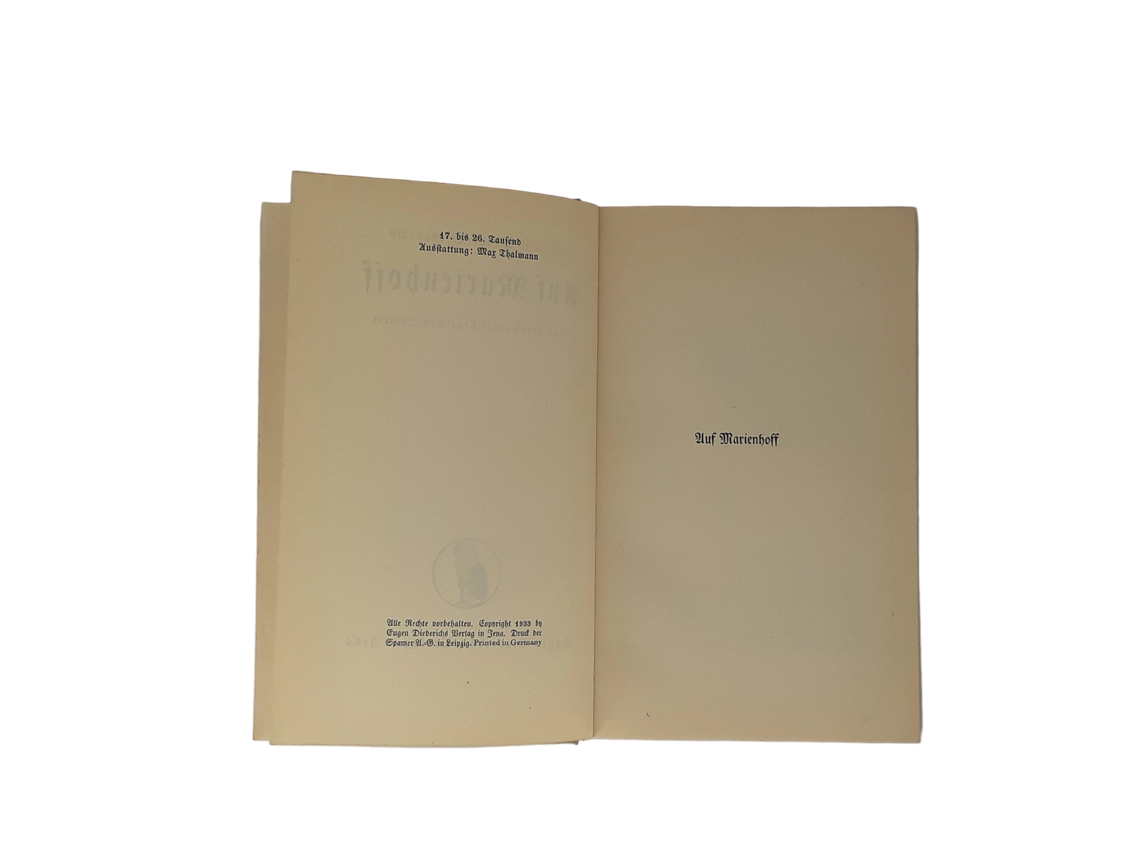 Alte Bücher Helene Voigt-Diederichs Auf Marienhoff inklusive Verlagsprospekt Eugen Diederich 1933