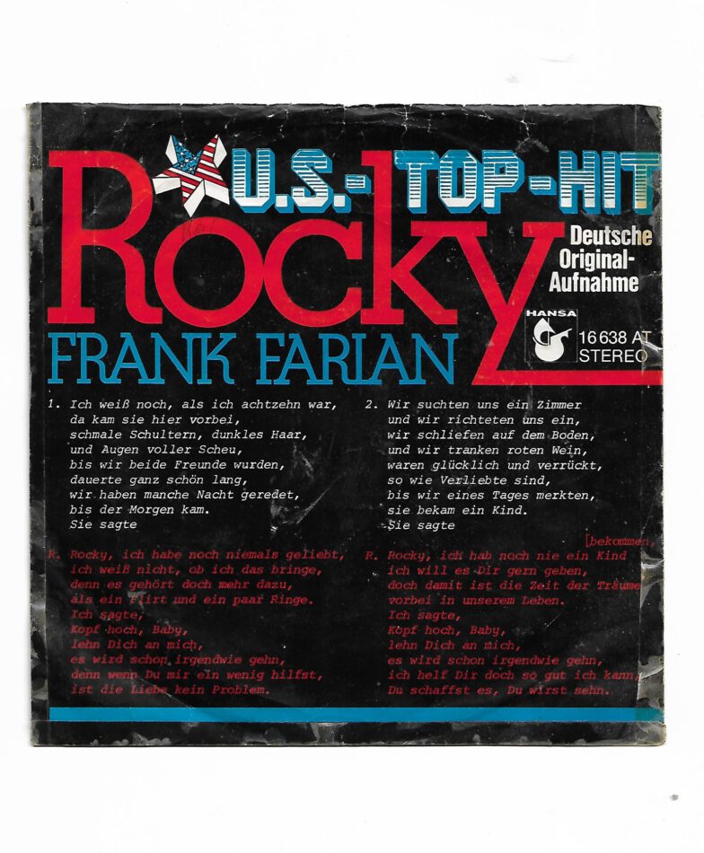 Flohmarkt Vinyl Single Frank Farian Rocky