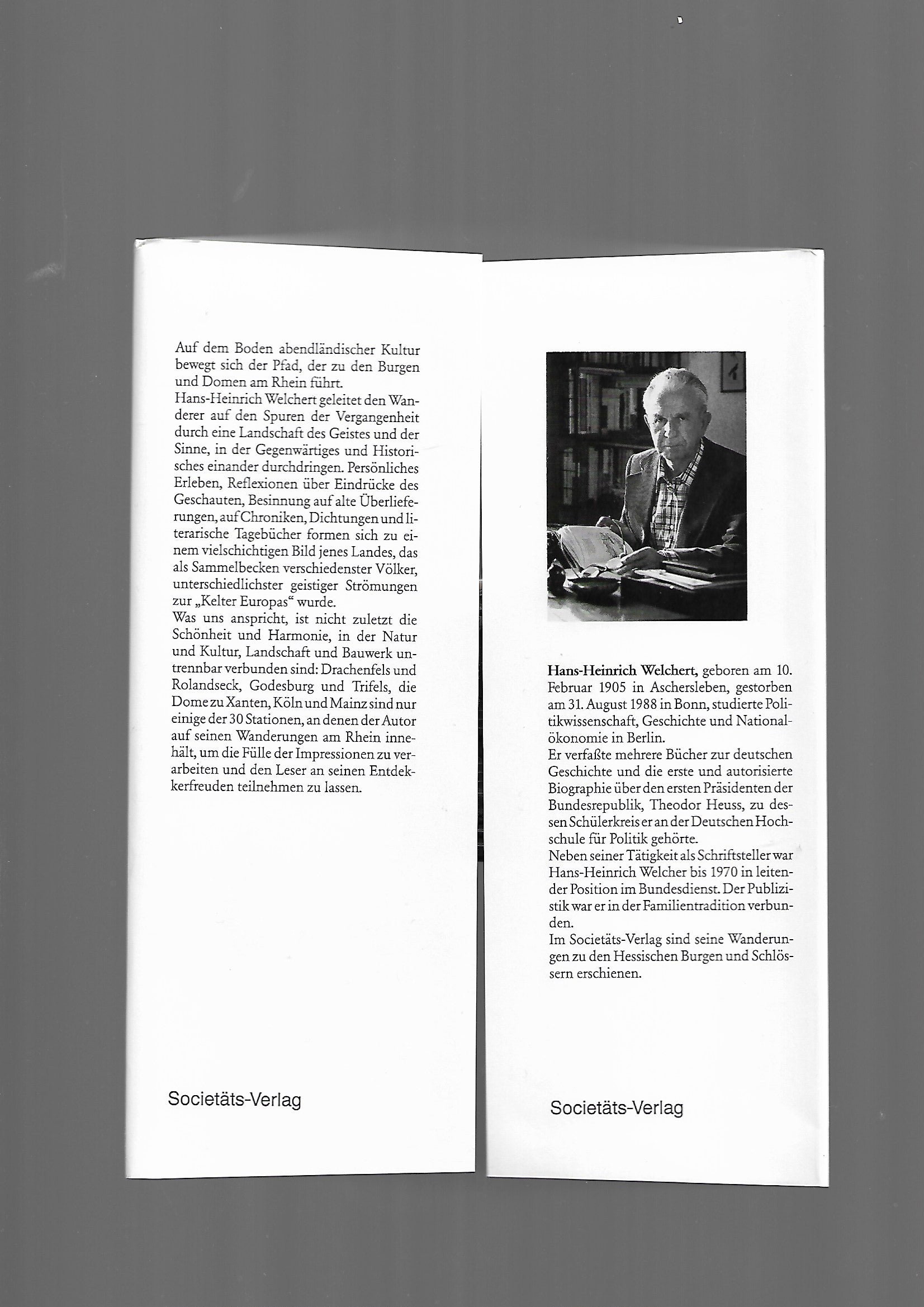 Kulturgeschichte Hans-Heinrich Welchert Burgen und Dome am Rhein Societäts-Verlag 1992