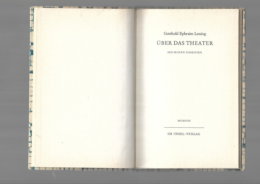 Film-Bibliothek/Theater Gotthold Ephraim Lessing Über das Theater Insel-Bücherei 1957 Nr. 651