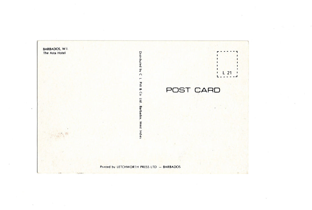 Postkarte A6 Flohmarkt alt Barbados The Asta Hotel