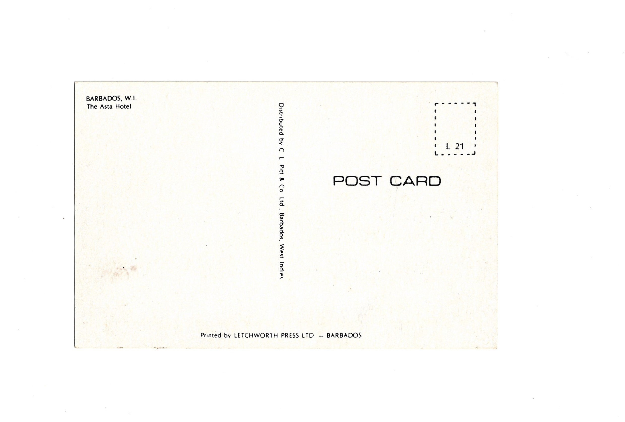 Postkarte A6 Flohmarkt alt Barbados The Asta Hotel
