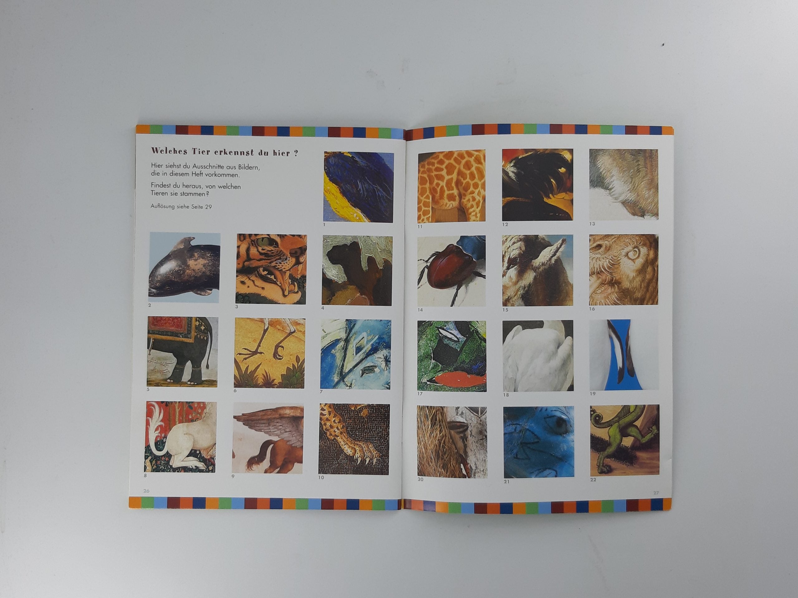 Dies & Das Prestel Kunstlotto Kunstspiel Suchen Erkennen Sammeln mit wunderschönen Tiermotiven