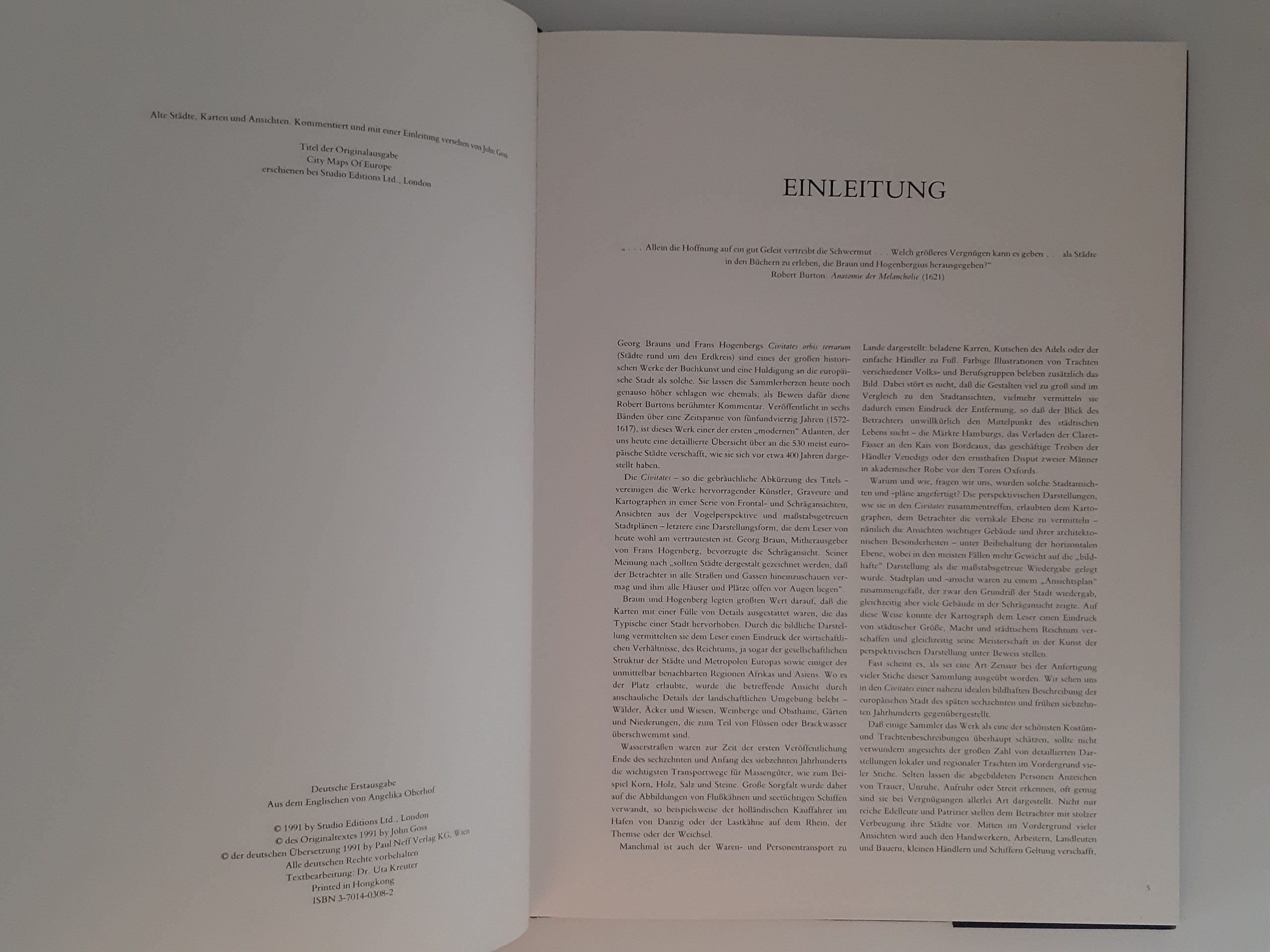 Kulturgeschichte  John Goss Alte Städte Karten und Ansichten Neff Verlag Wien 1991