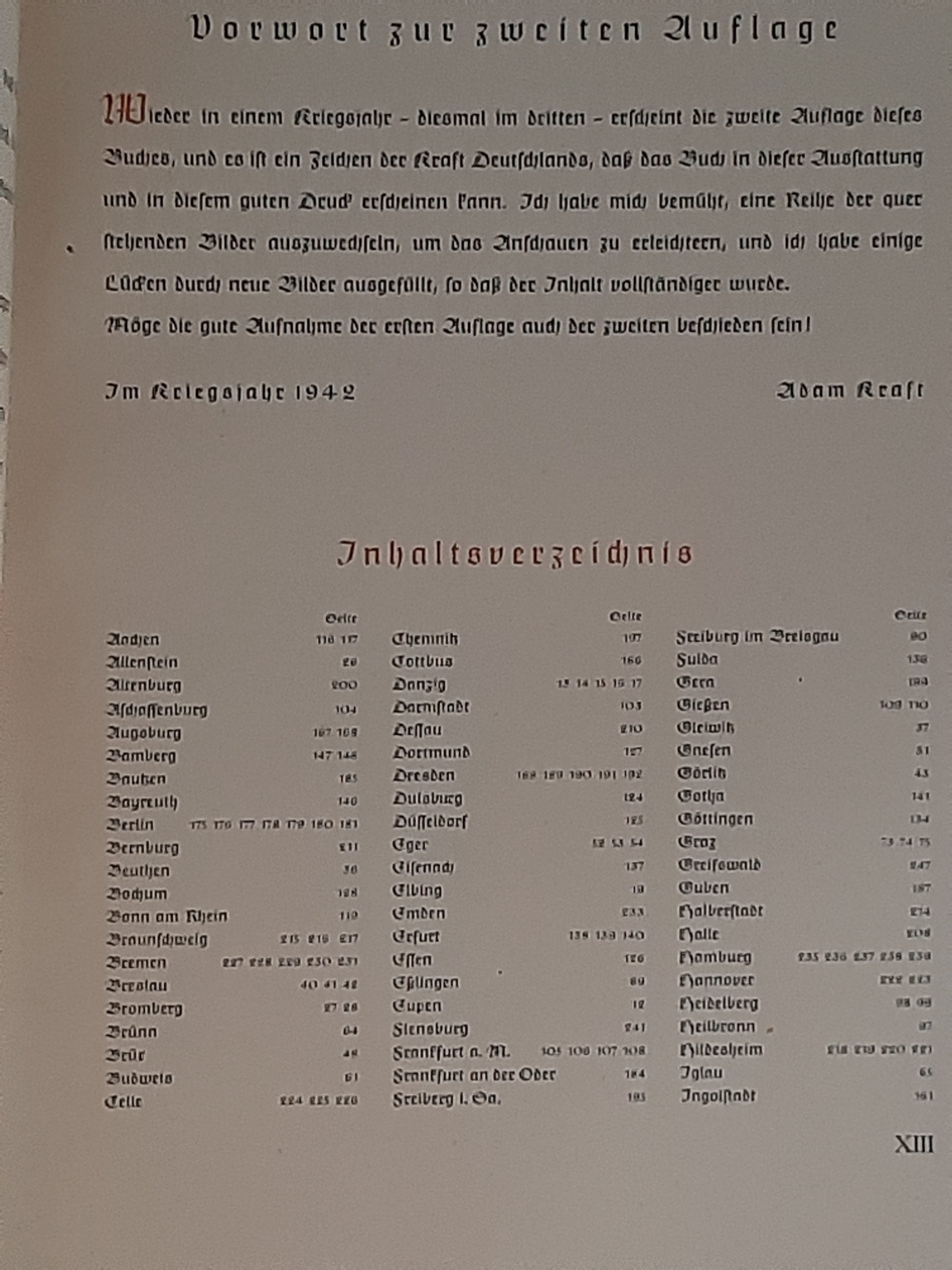 Kulturgeschichte Adam Kraft Großdeutschland Die Städte Adam Kraft Verlag 1942