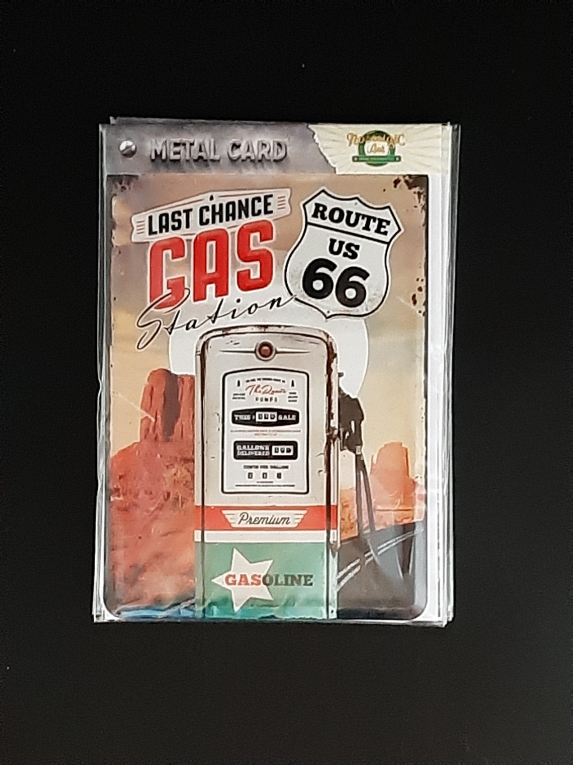 Blechpostkarte Route US 66 Last Chance Gas Station (Nostalgic Art)