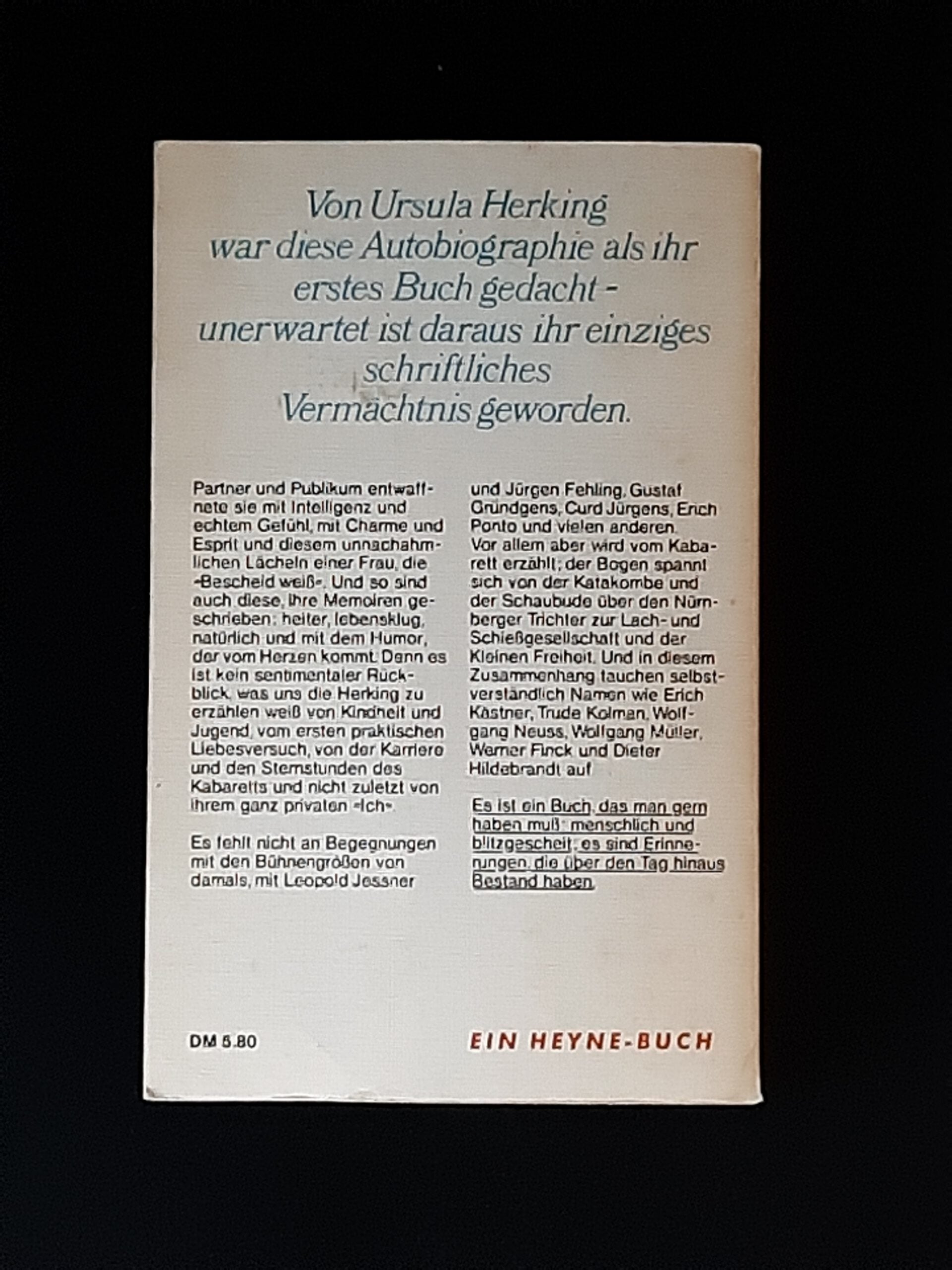 Film-Bibliothek Ursula Herking Danke für die Blumen Heyne 1973