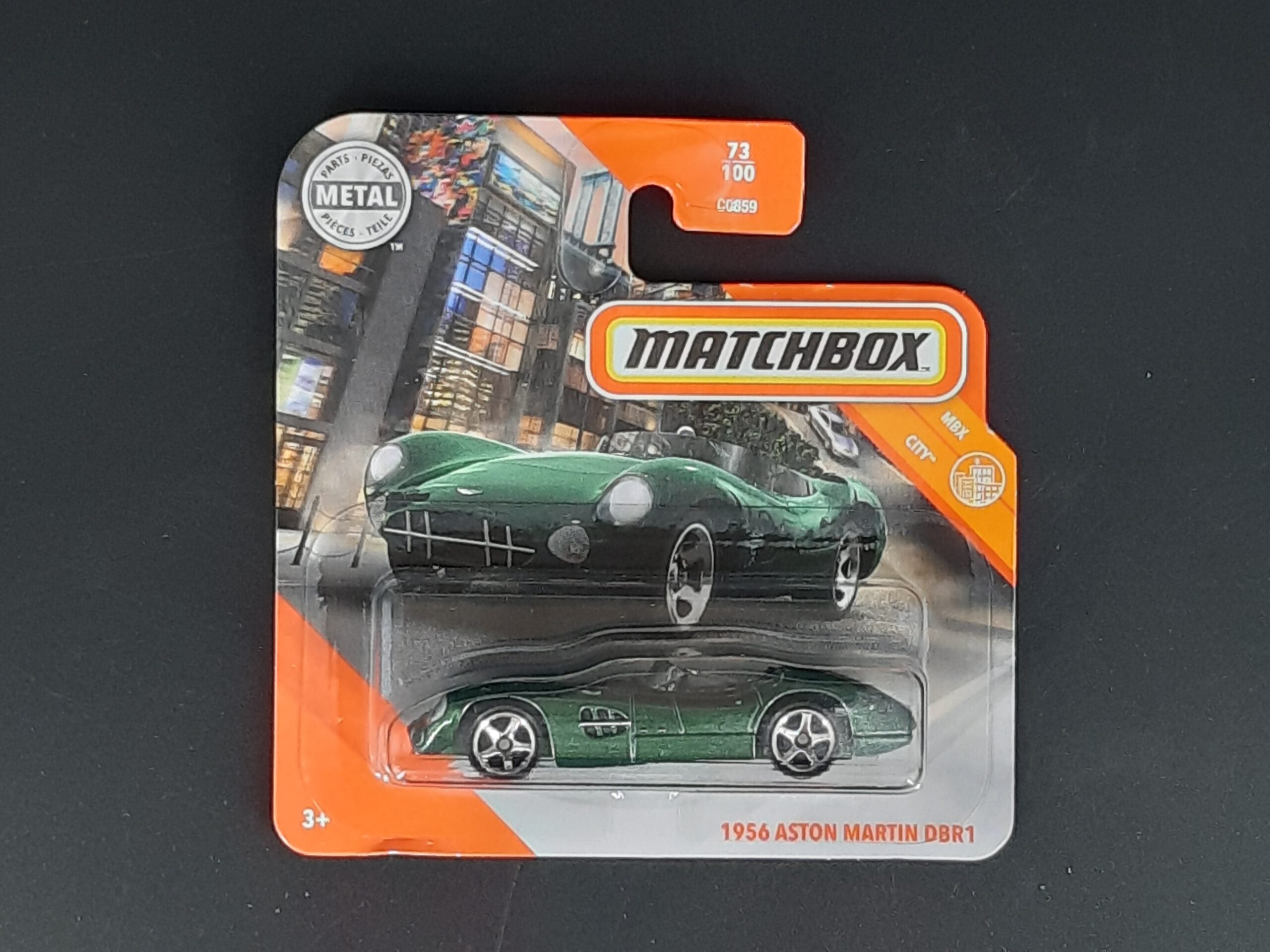 Matchbox Aston Martin - DBR1 aus 1956 MBX City 73/100 (Metall-Druckguss, Mattel) neu OVP 1:64