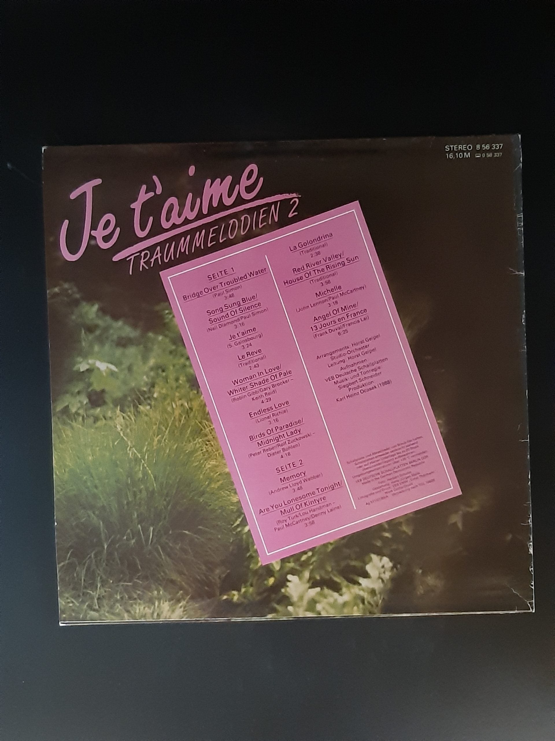 LP Schallplatte Vinyl Je t'aime Traummelodien 2 Amiga 1988