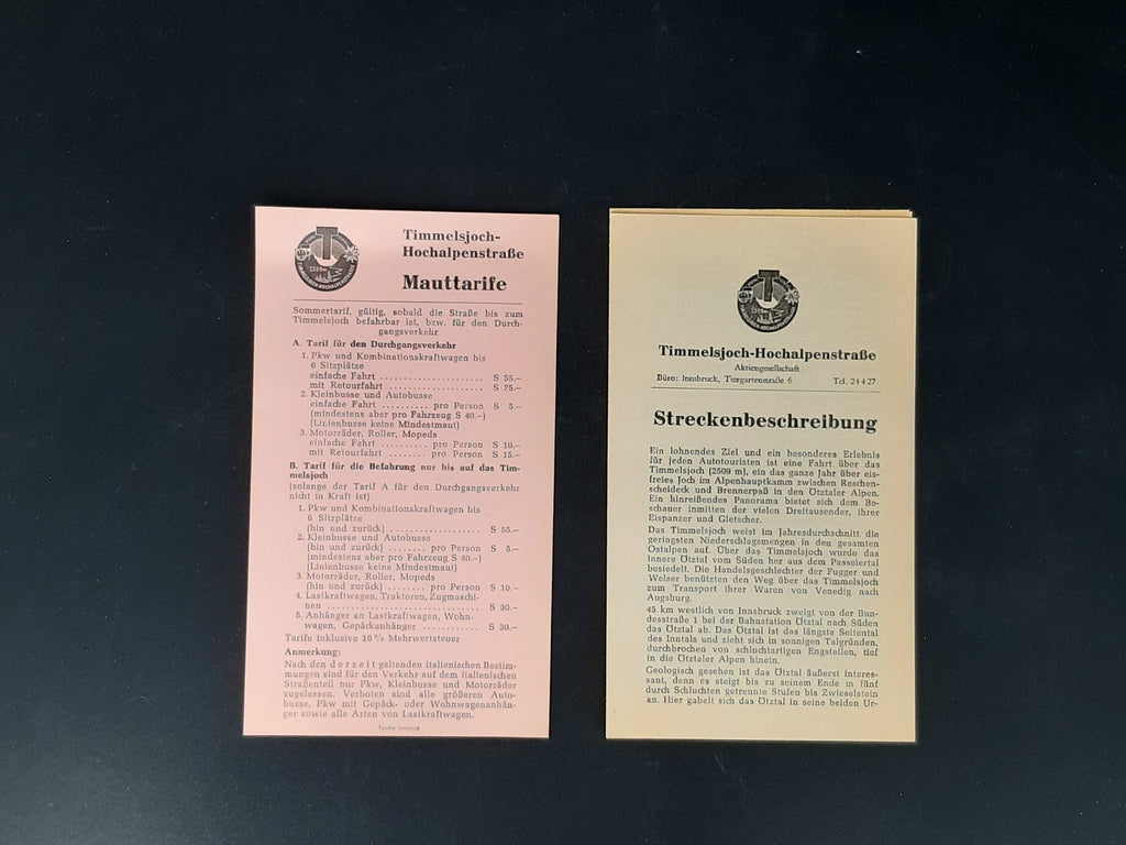 Dies & Das Prospekt Timmelsjoch Hochalpenstraße Anfang 70er Jahre