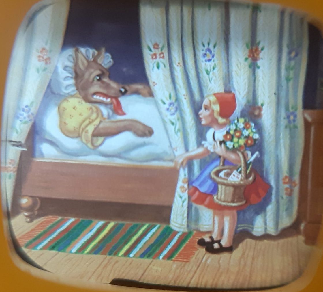 Bildbetrachter TV - Märchen Rotkäppchen Klick-Fernseher Mini-Dia Betrachter Gucki Nostalgie