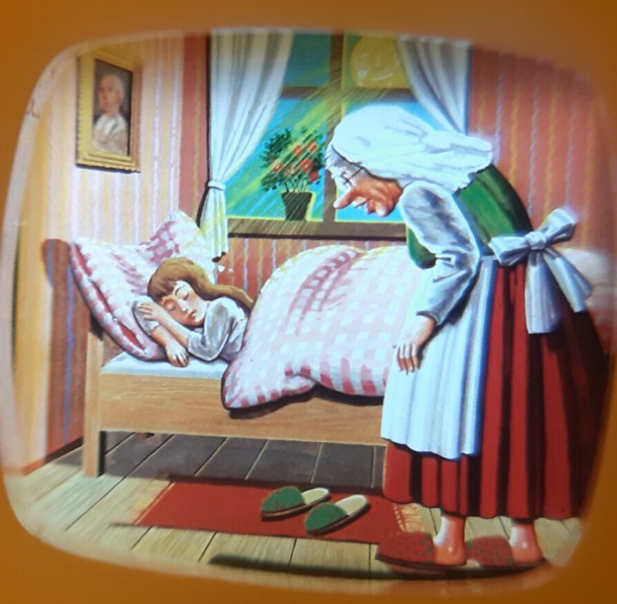 Bildbetrachter TV - Märchen Frau Holle  Klick-Fernseher Mini-Dia Betrachter Gucki Nostalgie