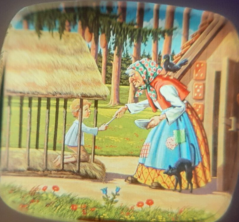 Bildbetrachter TV - Märchen Hänsel und Gretel Klick-Fernseher Mini-Dia Betrachter Gucki Nostalgie