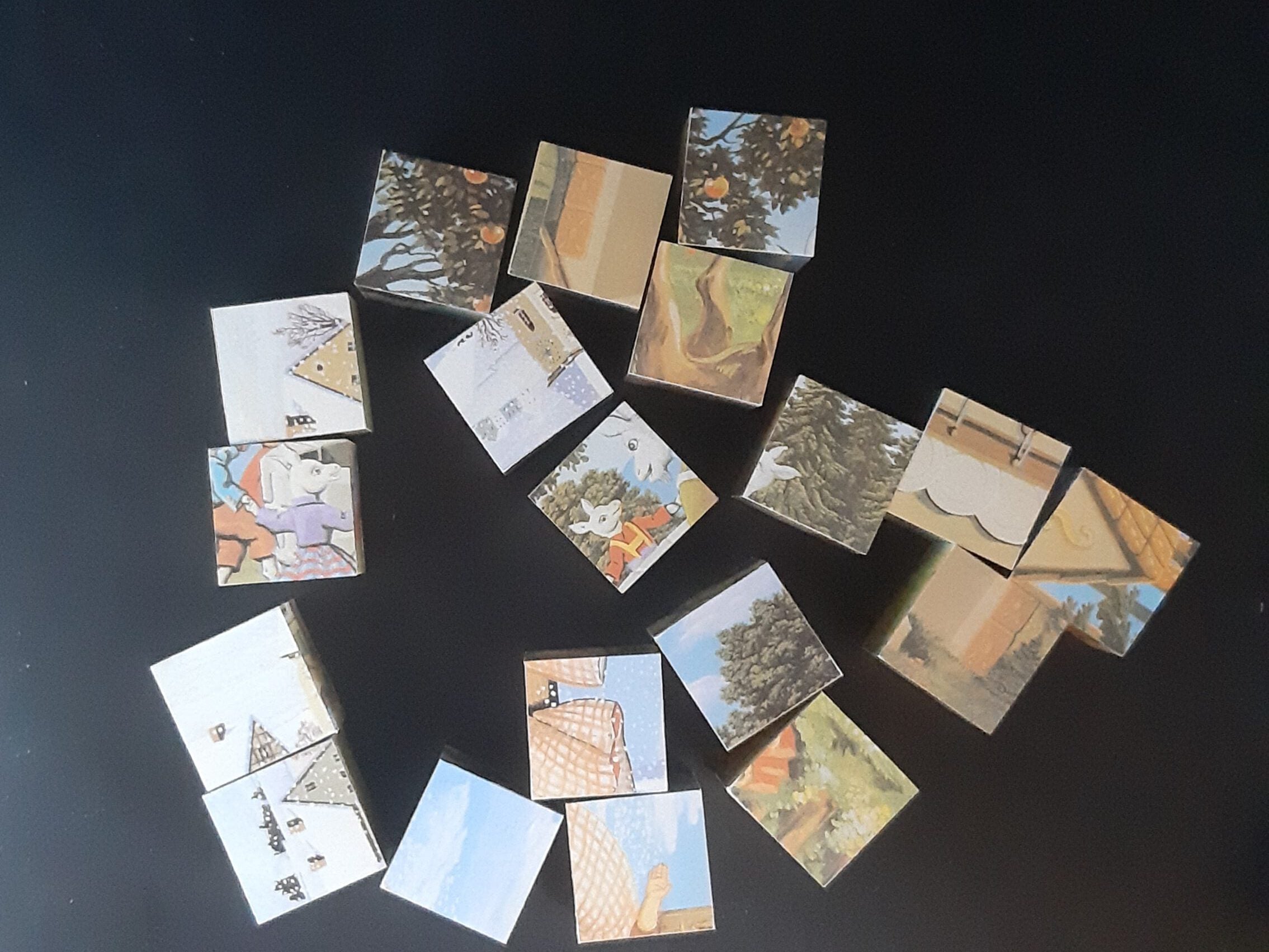 Goki Märchenpuzzle Würfelpuzzle mit sechs wunderschönen Märchenmotiven in einem stabilen Holzkasten