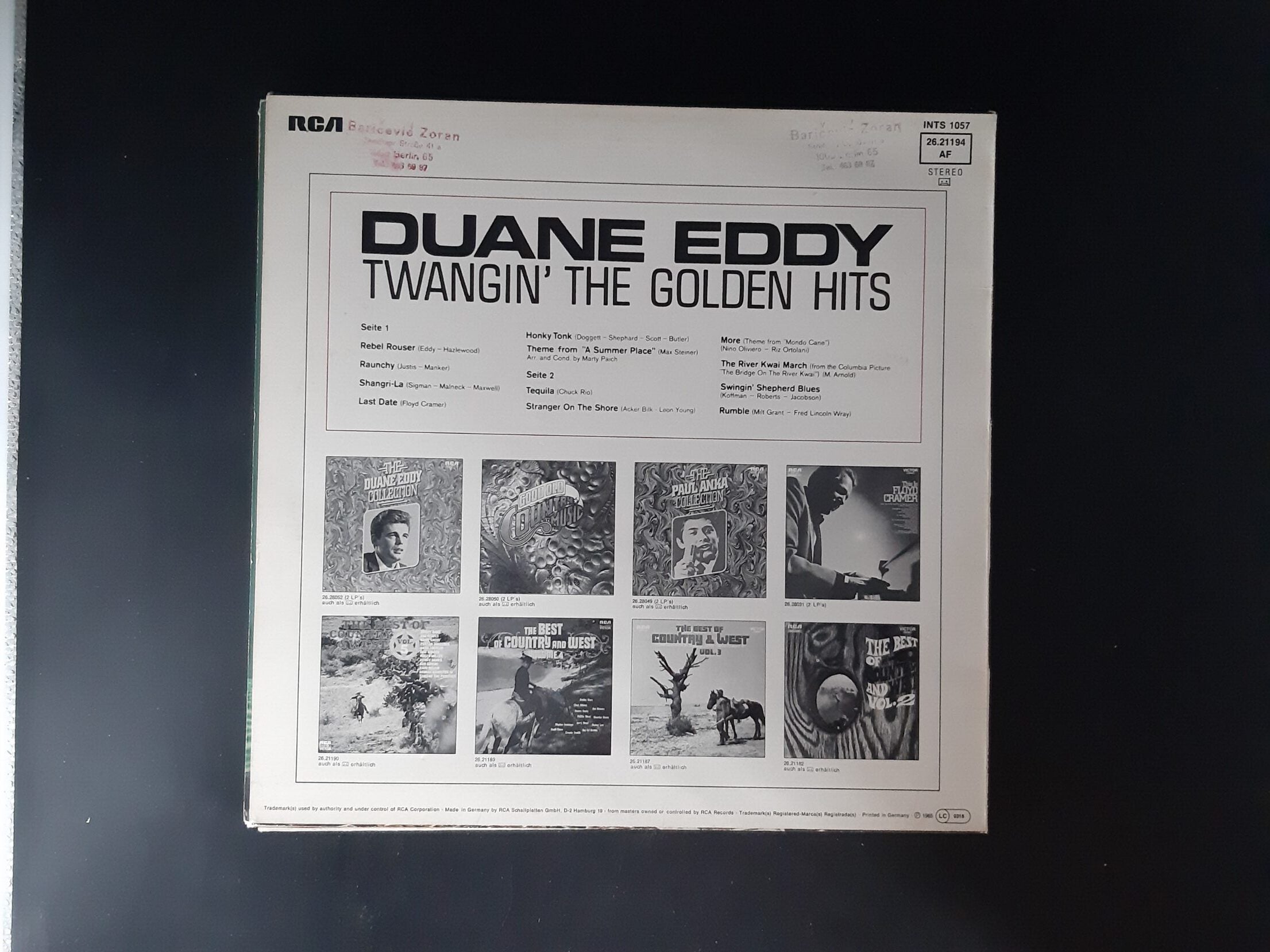 LP Schallplatte Vinyl Duane Eddy Twangin' the Golden Hits Instrumental Gitarre RCA 1965