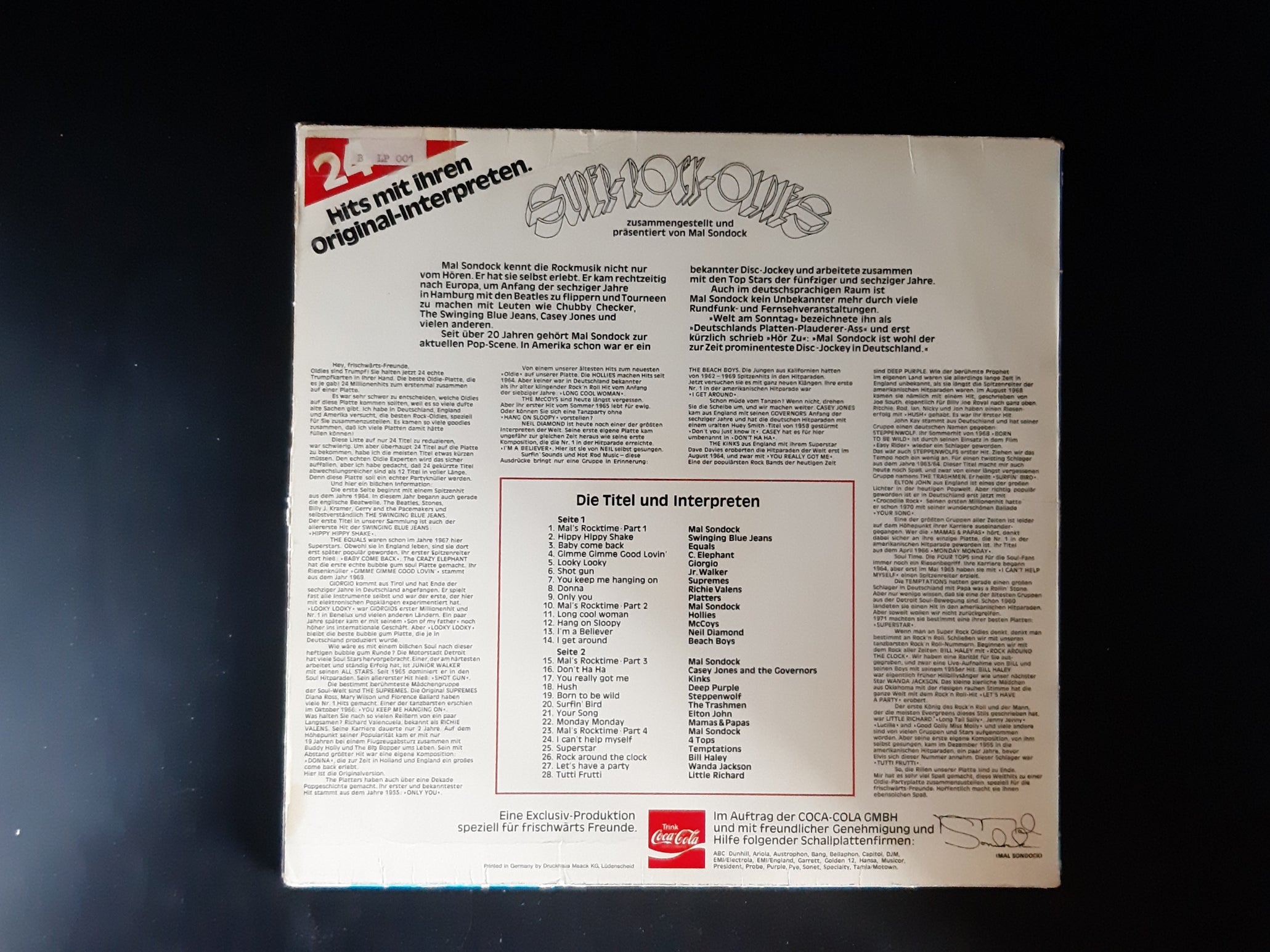 LP Schallplatte Vinyl Super-Rock-Oldies Mal Sondock Steppenwolf Beach Boys Elton John Siebziger Jahre