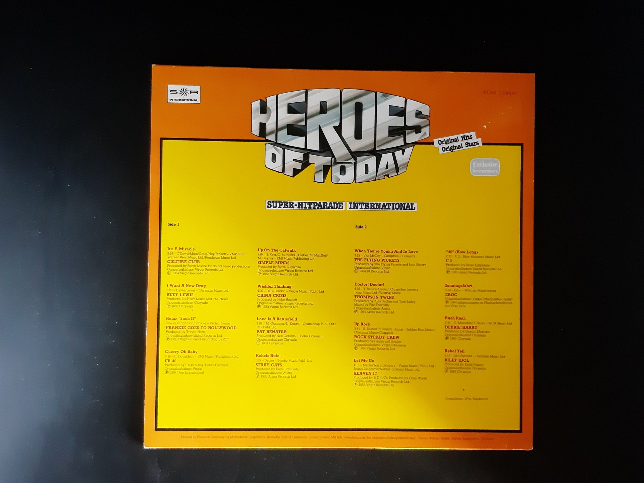 LP Schallplatte Vinyl Heroes of today Super-Hitparade international Simple Minds U2 Billy Idol Pat Benatar SR International 1984