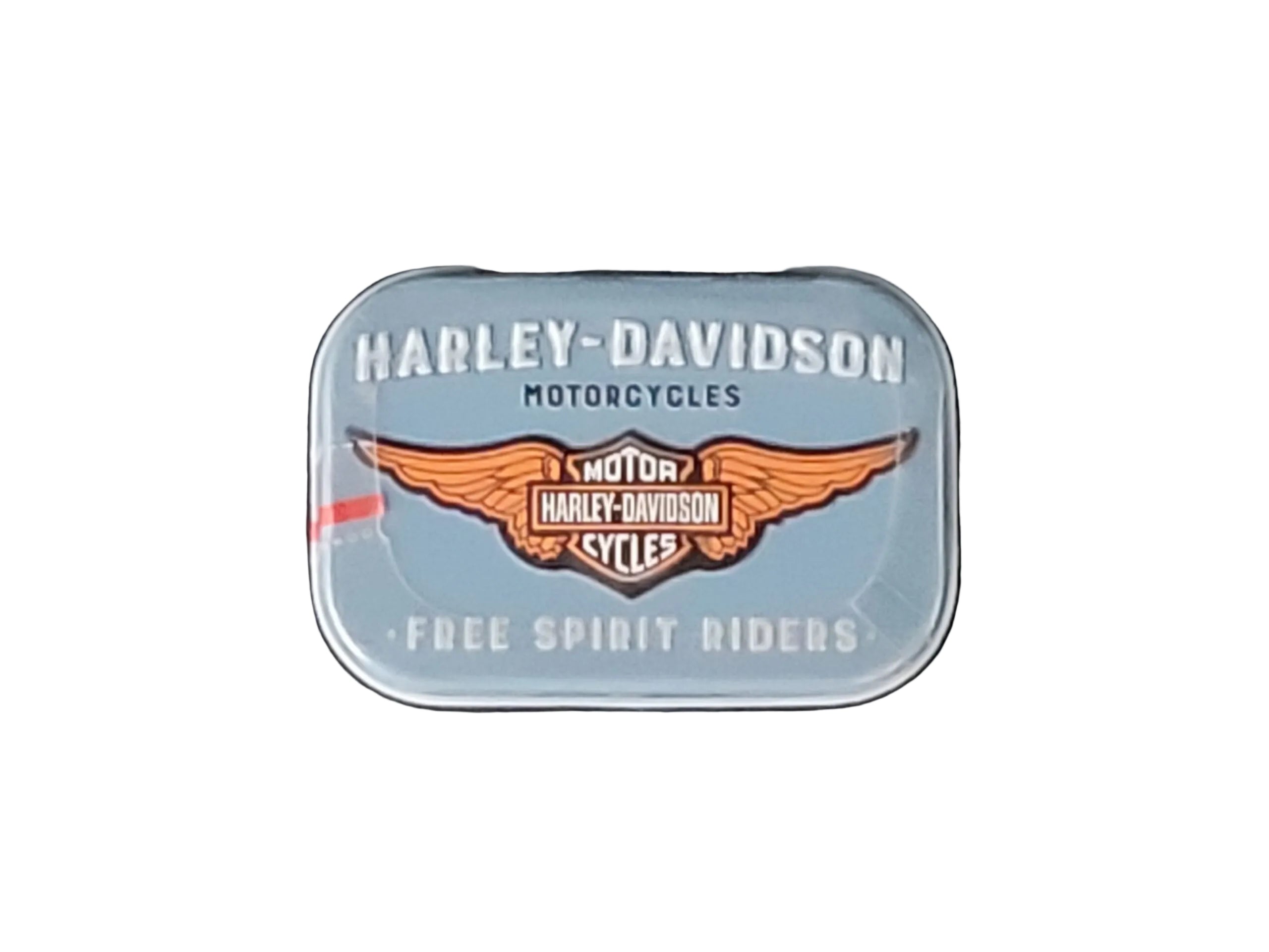 Pfefferminzbonbons in praktischer Metalldose, Zuckerfreie Pfefferminzpastillen mit Süßungsmitteln (hergestellt in Deutschland) Motiv: Harley Free Spirit Riders auf einem blauen Deckel