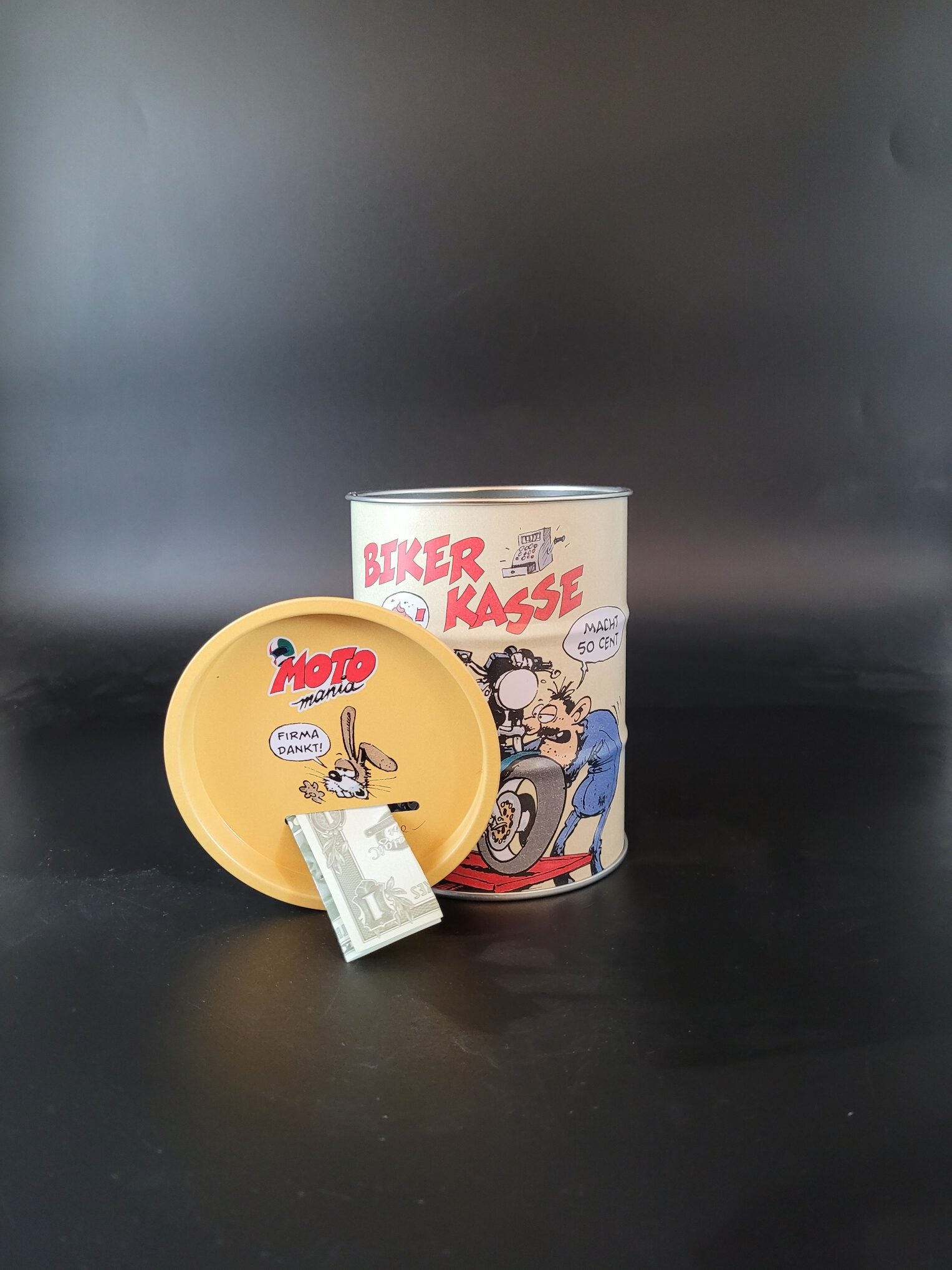 Spardose Ölfass Motomania Biker Kasse - Firma dankt (Nostalgic Art)