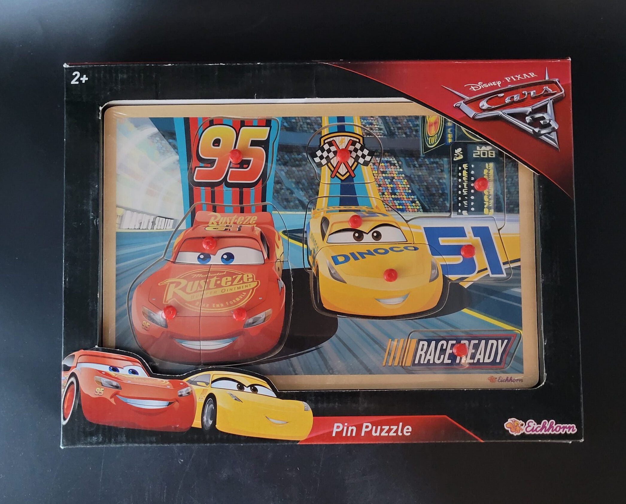 Eichhorn Steckpuzzle Pin Puzzle aus Holz Cars - Race Ready 30 x 20 cm ab 2 Jahren