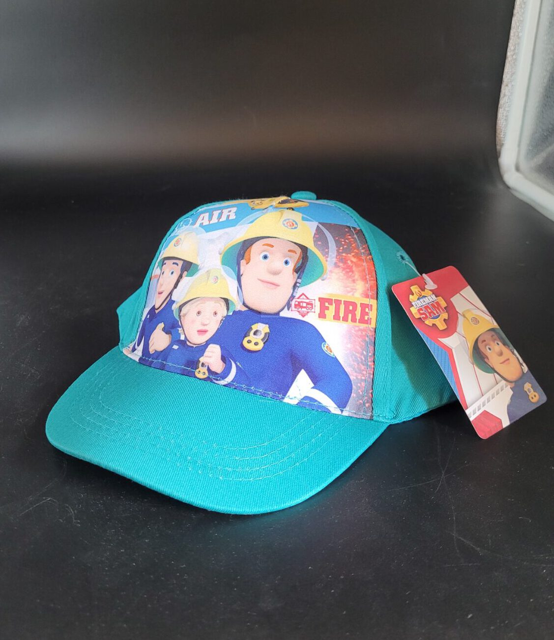 Kinder Kappe Cap – Fireman Sam Feuerwehrmann Sam türkis Größe 54 verstellbar 100 % Baumwolle