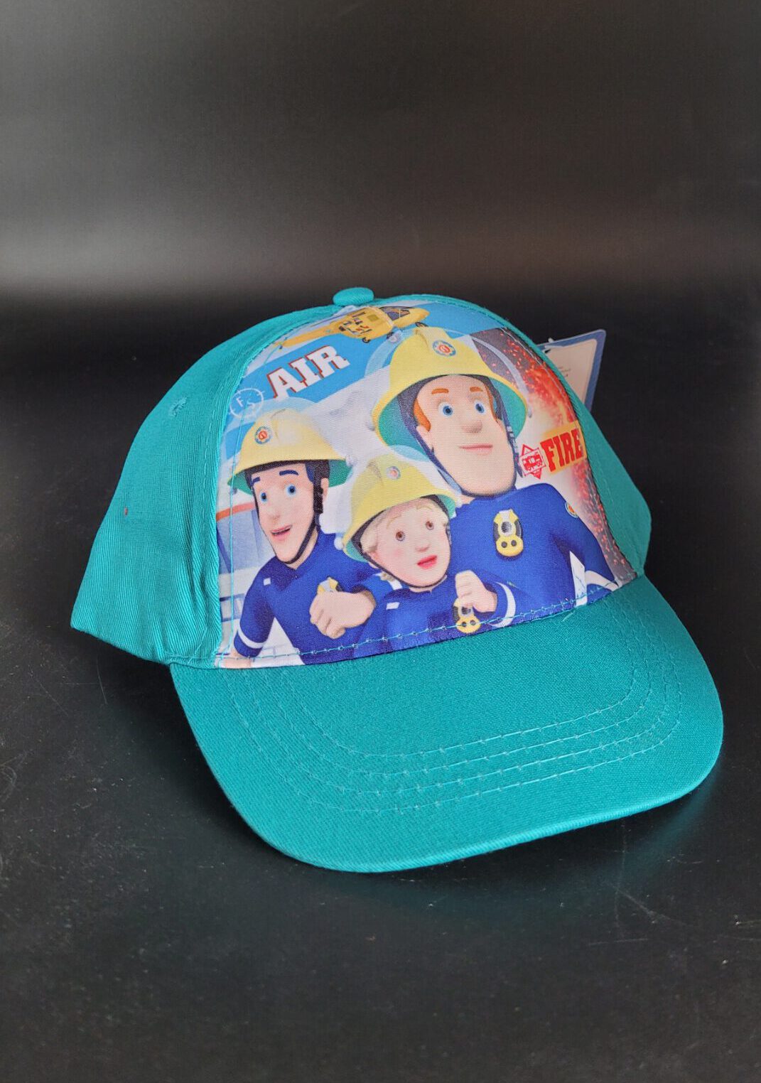 Kinder Kappe Cap – Fireman Sam Feuerwehrmann Sam türkis Größe 54 verstellbar 100 % Baumwolle